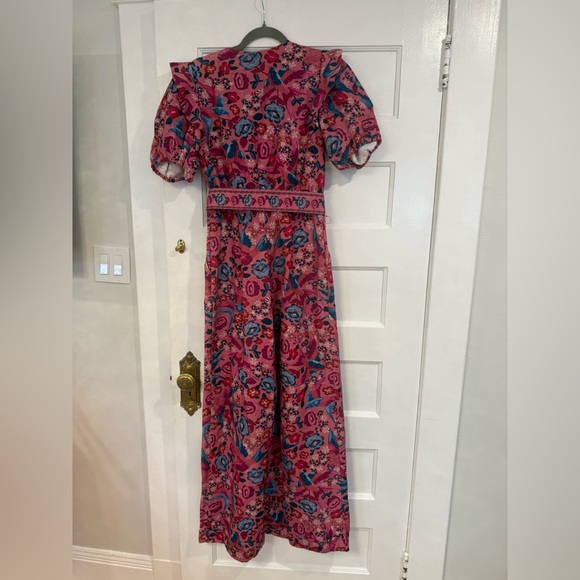 Farm Rio Floral V-Neck Wide-Leg Jumpsuit in Pink & Blue - Picture 7 of 7